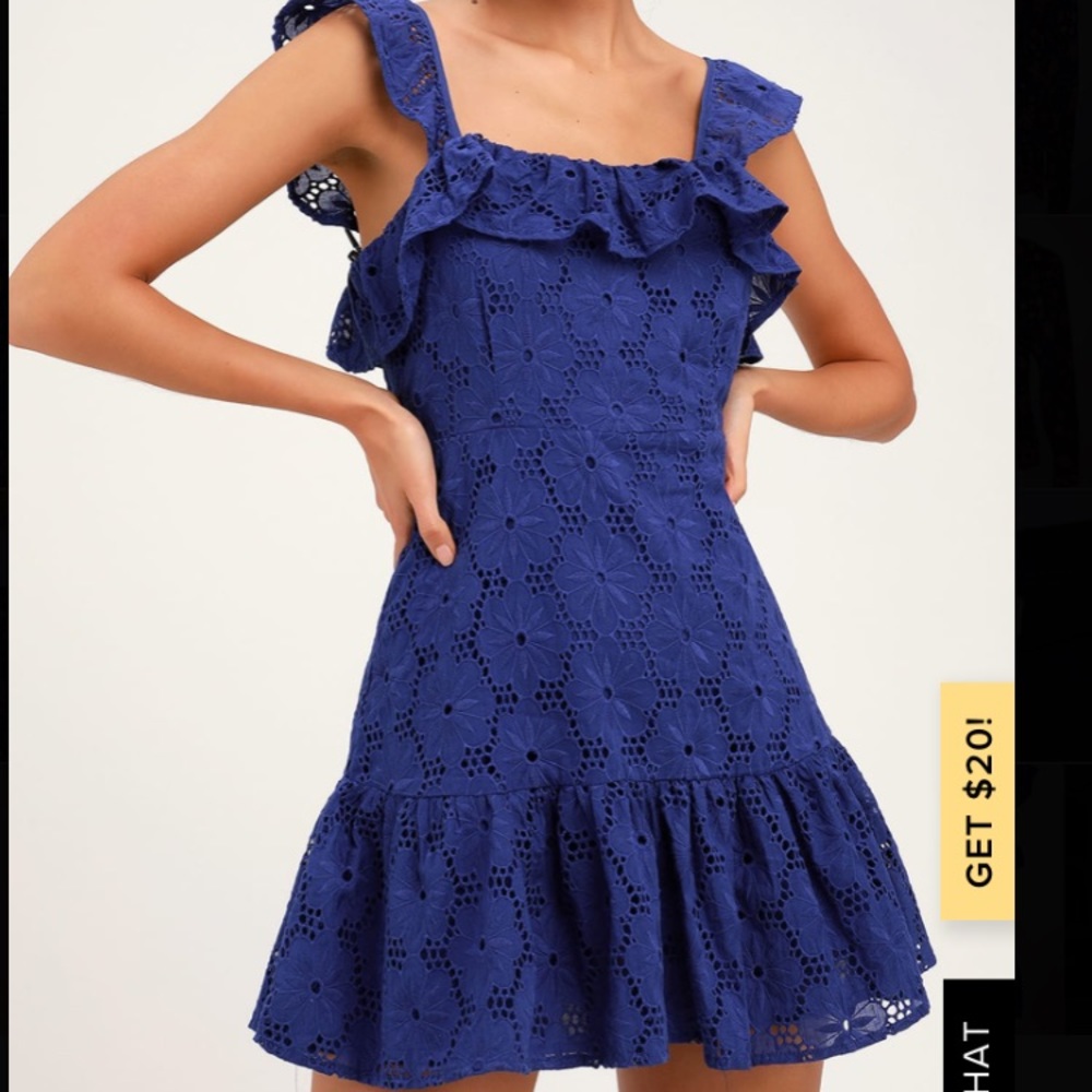 Lulus Colbalt Blue Eyelet Lace Dress! Brand New!